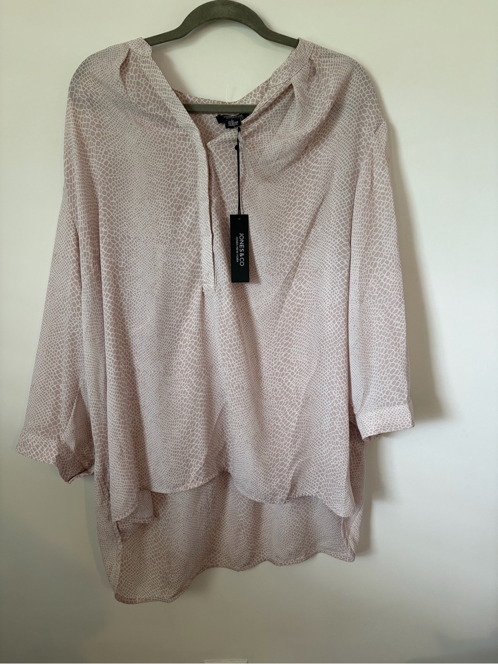 NWT Jones & Co blouse top pink snake print flowy size 3X boho